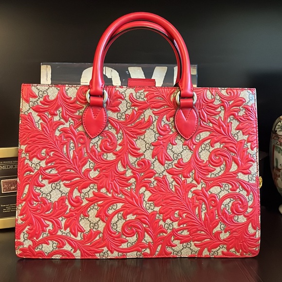 DO NOT PURCHASE !! STUNNING GUCCI 🔥🔥Red and Brown Leather Satchel. - Picture 3 of 11